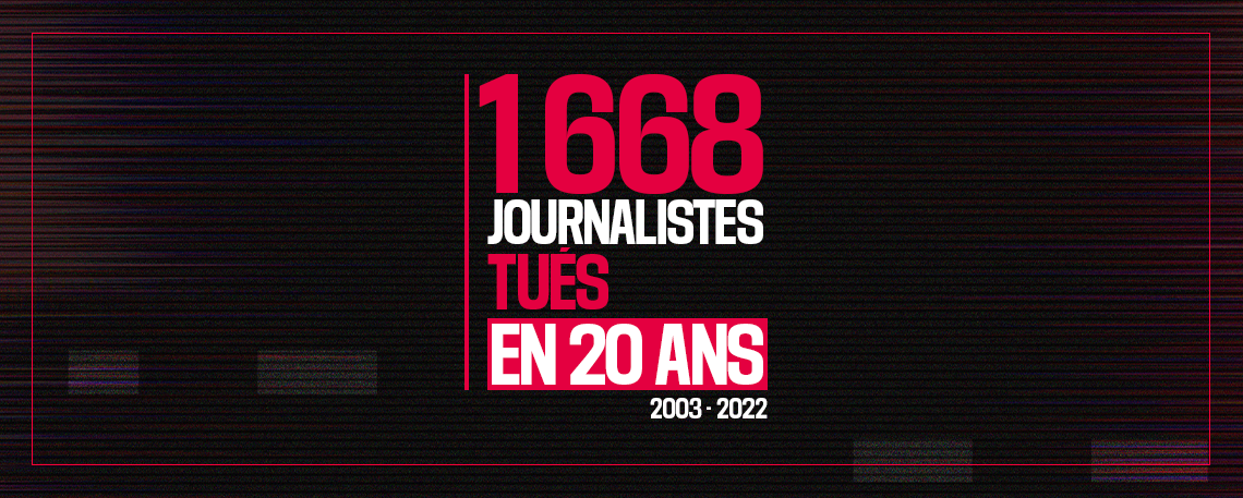 1 668 journalistes tués en 20 ans, soit 80 par an en moyenne (2003-2022)